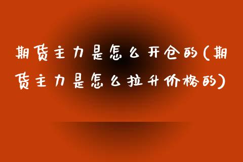 期货主力是怎么开仓的(期货主力是怎么拉升价格的)_https://m.yjjixie.cn_德指在线喊单直播室_第1张