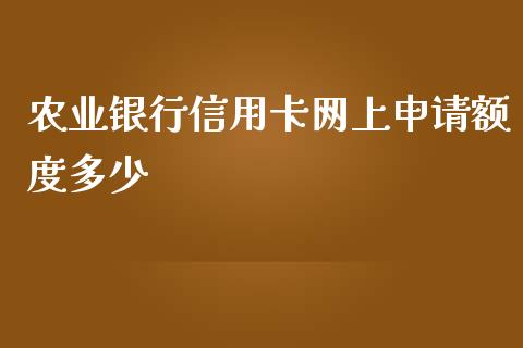 农业银行信用卡网上申请额度多少_https://m.yjjixie.cn_德指在线喊单直播室_第1张