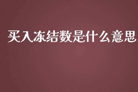 买入冻结数是什么意思_https://m.yjjixie.cn_恒生指数直播平台_第1张