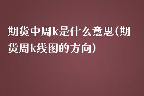 期货中周k是什么意思(期货周k线图的方向)_https://m.yjjixie.cn_恒生指数直播平台_第1张