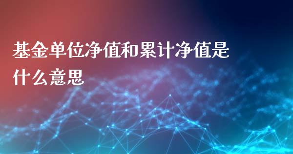 基金单位净值和累计净值是什么意思_https://m.yjjixie.cn_恒生指数直播平台_第1张
