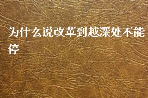 为什么说改革到越深处不能停_https://m.yjjixie.cn_德指在线喊单直播室_第1张