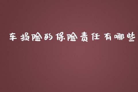 车损险的保险责任有哪些_https://m.yjjixie.cn_恒生指数直播平台_第1张