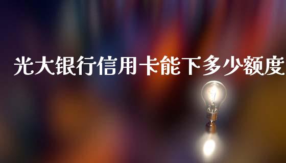 光大银行信用卡能下多少额度_https://m.yjjixie.cn_恒指期货直播间喊单_第1张