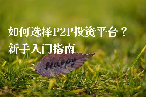 如何选择P2P投资平台？新手入门指南_https://m.yjjixie.cn_纳指直播间_第1张