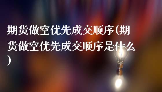 期货做空优先成交顺序(期货做空优先成交顺序是什么)_https://m.yjjixie.cn_恒指期货直播间喊单_第1张