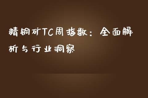 精铜矿TC周指数：全面解析与行业洞察_https://m.yjjixie.cn_恒指期货直播间喊单_第1张