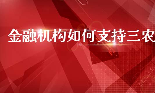 金融机构如何支持三农_https://m.yjjixie.cn_恒指期货直播间喊单_第1张