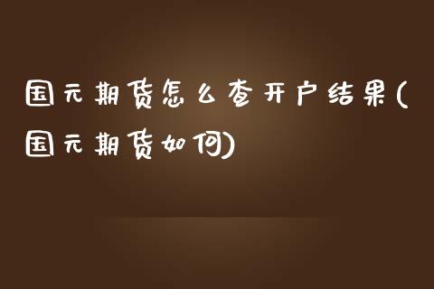 国元期货怎么查开户结果(国元期货如何)_https://m.yjjixie.cn_德指在线喊单直播室_第1张